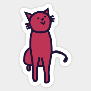 Thick Line Kitty Cat in Viva Magenta Color of the Year 2023 Sticker